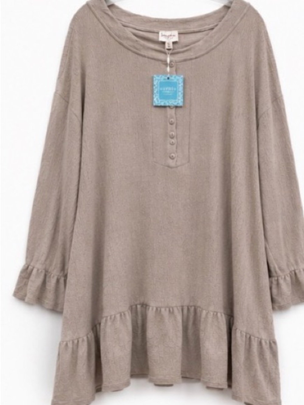 Hayden Los Angeles NWT 3X Textured Ruffle Hem Oversized Tunic Top